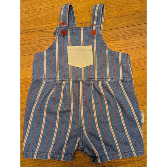 Healthtex Other - Vintage Healthtex Size 3T Striped Denim Overalls Romper 100% Cotton Made in USA